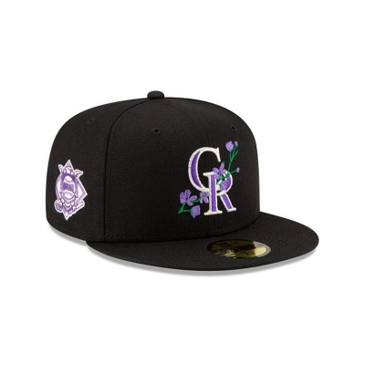 Sapca New Era Colorado Rockies MLB Side Patch Bloom 59FIFTY Fitted - Negrii